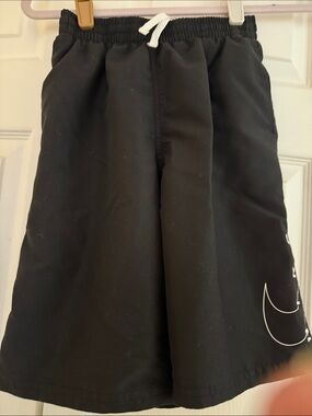 Kids Black Nike Swim Drawstring Shorts